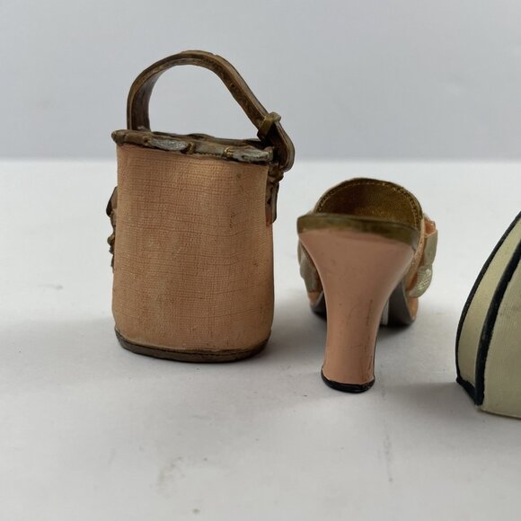 Vintage Miniature Ceramic 3” Shoe And Purse High Heels Floral Lot Of 2 - Picture 6 of 10